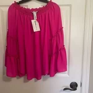 Joseph Ribkoff Fuchsia Off-Shoulder Blouse